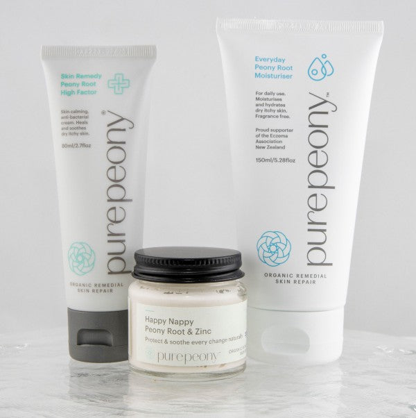 natural eczema cream made in NZ with nappy barrier cream and moisturizer for baby sensitive skin