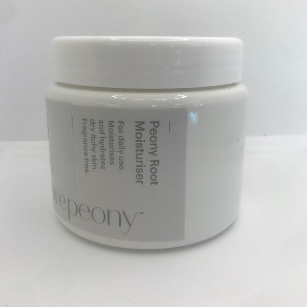 big tub of peony moisturier for everyday use on dry itchy skin used for eczema and psoriasis
