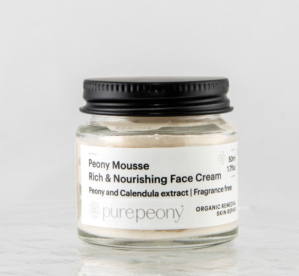 jar of peony mousse fragrance free moisturiser for face and neck