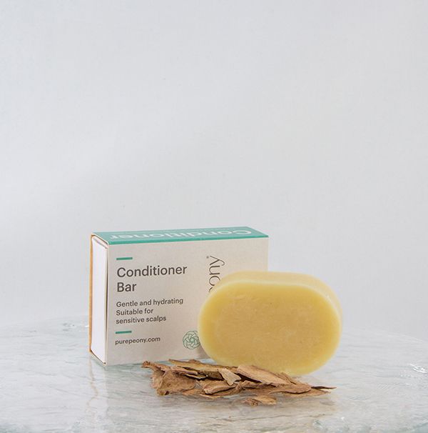 Hair conditioner bar - Pure Peony. Perfect for scalp psoriasis. Organic peony root, all natural, in a ecofriendly box