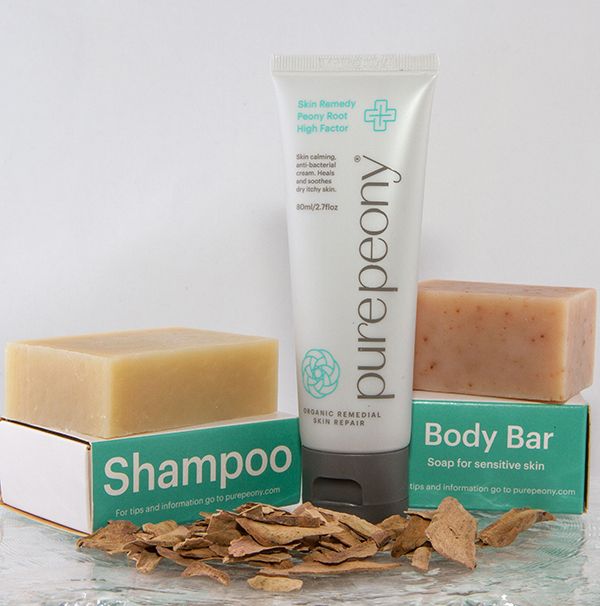 healing shampoo bar for psoriasis with skin remedy peony cream and healing body bar out of boxes